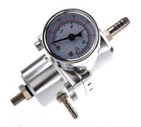 Nicfaky Regulador de presión de combustible universal ajustable con manómetro plateado