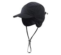 Nicfaky Sombreros impermeables de invierno cálidos con forro de poliéster con orejeras, negro