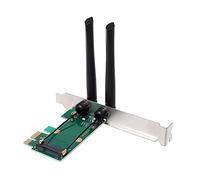 Nicfaky - Tarjeta WiFi Mini adaptador PCI-E a PCI-E con 2 antenas externas para PC