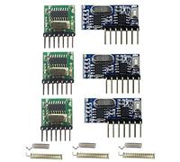 Nicfaky Transmisor y Receptor Módulo RF RX480E-4WQB 433Mhz 3 Conjuntos Kit de Enlace de Salida 4 Canales para Control Remoto