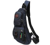 NICGID Mochilas bandolera, bolsa de pecho bandolera para hombres y mujeres, viajes al aire libre, Azul marino-365, pequeño, Mochila tipo bandolera