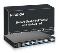 NICGIGA 48 Port Gigabit PoE Switch Unmanaged with 48 Port IEEE802.3af/at PoE+@400W, 2 x 1G SFP, 50 Port Network Power Over Ethernet Switch, Desktop/Rackmount