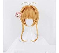 NICHANGHUA Card Captor Tarjeta Clara Kinomoto Rubia marrón Cosplay Peluca de Peluca de Peluca de cospla de cospla Gorra Champán único
