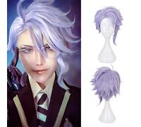 NICHANGHUA Cosplay Perücken für Damen Kostüm Halloween Party Perücke Kurz Schnitt Rot mit Pony Dummes Haar (Color: Azul)