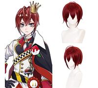 NICHANGHUA Cosplay Perücken für Damen Kostüm Halloween Party Perücke Kurz Schnitt Rot mit Pony Dummes Haar (Color: Corazones de Rosa)