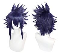 NICHANGHUA Kostenlose Haarkappe + schwarze Perücke für Herren, gewellte Cosplay-Perücke, kurz, für synthetische Perücken von Anime für Halloween-Kostüme (Color: azul oscuro)