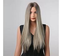 NICHANGHUA Lange Synthetische Perücken Ash Grey Brown Ombre für Frauen Schwarze Wellig Für Hallow Cosplay Perücken (Color: LC1007-1)