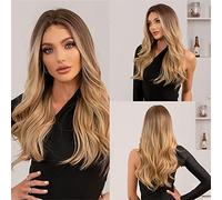 NICHANGHUA Marrón con Negro Ondulado Peluca con Flequillo Peluca Rizada Sintética Diaria para Mujeres para Niñas Pelucas de Cosplay (Color: LC473-1)