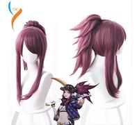 NICHANGHUA Nueva Piel K/da Cosplay Wigs Akali Juego de Sombreros de Cosplay KDA 45cm Peluca de Cabello sintético Resistente al Calor de Color púrpura Mixta