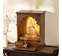 Nicho Budista Con Puertas, Pedestal for Estatua Del Dios De La Riqueza Guanyin, Lámpara Nocturna Con Pan De Oro, Adecuado for Altares Budistas Domésticos.(Desktop)