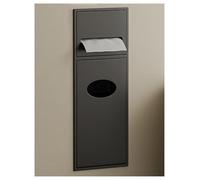 Nicho de almacenamiento empotrado de acero inoxidable, espacio integrado for papel higiénico y papelera, solución que ahorra espacio for baño, cocina, sala de estar y dormitorio.(Black,200x520x135mm)