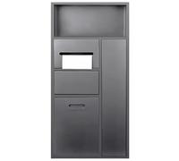 Nicho de baño de acero inoxidable 304, armario de basura oculto, soporte de rollo de inodoro incorporado, estante de almacenamiento para escobilla de inodoro para oficina en el dormitorio, gris 40 x
