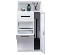 Nicho de baño de acero inoxidable 304, armario de basura oculto, soporte de rollo de inodoro incorporado, estante de almacenamiento para escobilla de inodoro para oficina en el dormitorio, blanco 40 x