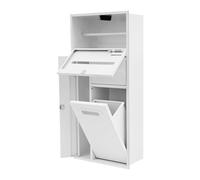 Nicho de baño de acero inoxidable, 65 x 30 x 14 cm, armario de basura oculto, cubo de basura incorporado y soporte de papel higiénico para cocina, salón, dormitorio, estante de almacenamiento (blanco)