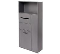 Nicho de baño en acero inoxidable, organizador de estante empotrado, nicho de ducha, cubo de basura, alcoba incorporada para cocina, sala de estar, dormitorio, estante de almacenamiento, gris plateado