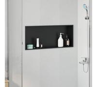 Nicho De Ducha Con Acero Inoxidable, Almacenamiento Integrado Y Diseño Rectangular, Nicho De Ducha Empotrable, Nicho Pared Empotrado, Negro, 75 x 30 x 9.5 cm