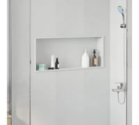Nicho De Ducha Con Acero Inoxidable, Almacenamiento Integrado Y Resistencia Al Agua, Nicho De Ducha Empotrable, Nicho Pared Empotrado, Adecuado Para Baño Y Ducha, Blanco, 75 x 30 x 9.5 cm