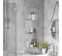 Nicho De Ducha Con Acero Inoxidable, Estante Resistente Al Agua, Nicho De Ducha Empotrable, Hornacina Ducha Empotrable, Adecuado Para Baño Interior, Plata, 90 x 30 x 9.5 cm