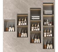Nicho de ducha con luz LED, drenaje inclinado, soldadura sin costuras, alta capacidad de carga para almacenamiento en el baño