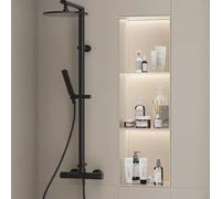 Nicho de ducha de acero inoxidable con luz LED, estante empotrado de 3 niveles para almacenamiento de baño, no necesita azulejos