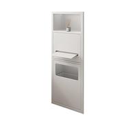Nicho de ducha de acero inoxidable con papelera, organizador de estante de pared empotrado, no necesita azulejos, estante de almacenamiento de rollo de papel de ducha, cubículo de baño (blanco 11 x 5,