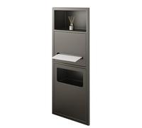 Nicho de ducha de acero inoxidable con papelera, organizador de estante de pared empotrado, no necesita azulejos, estante de almacenamiento de rollo de papel de ducha, cubículo de baño (gris 11 x 5,3