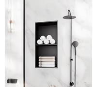 Nicho De Ducha De Acero Inoxidable De Primera Calidad Con Estantes De 2 O 3 Niveles, Almacenamiento Empotrado En La Pared Del Baño, Sin Necesidad De Azulejos, Soldado Sin Costuras, Negro, 70 X 28 Cm