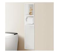 Nicho de ducha de acero inoxidable negro con estantes dobles y cubo de basura integrado, organizador de almacenamiento de baño empotrado, no necesita azulejos, diseño moderno (blanco, 80 x 18 x 12,5