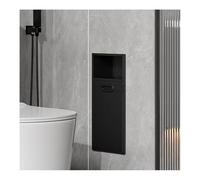 Nicho de Ducha de Acero Inoxidable Negro, Organizador de Pared Empotrado con Papelera, Estante Vertical de Doble Capa para Almacenamiento en el baño (20x50x14cm)