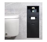 Nicho de Ducha de Acero Inoxidable, portarrollos de Papel higiénico Impermeable y Papelera empotrada, Elegante Mueble de Almacenamiento para champú y artículos de Aseo, Color Negro (66x20x14