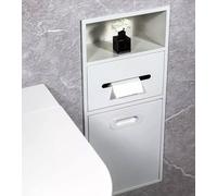 Nicho de Ducha Empotrable Dispensador de Toallas de Papel para baño sin Taladro, gabinete de Basura Oculto Empotrado y estantes de Almacenamiento y Soporte(White,Wide 300mm/12in)