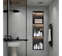 Nicho de ducha empotrado con luz LED, nicho de pared de baño negro mate de acero inoxidable 304, estantes de almacenamiento de varios niveles for renovación de ducha, uso doméstico y comercial