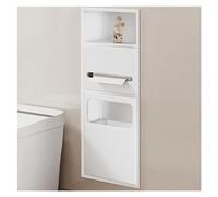Nicho de ducha en acero inoxidable, artículos de tocador insertados en la pared estante de almacenamiento para nicho de baño, cubo de basura empotrado, estante de habitación, receso, blanco