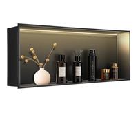 Nicho de ducha LED con estante y luz cálida para almacenamiento de baño e instalación vertical