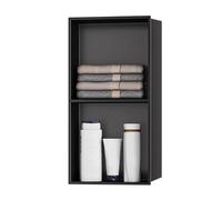Nicho de ducha LED que ahorra espacio, nicho de pared empotrado de acero inoxidable 304 negro mate, almacenamiento de varios niveles empotrado for baño pequeño, apartamento, dormitorio y estudio
