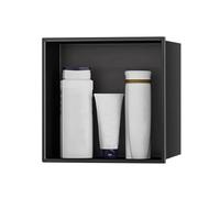 Nicho de ducha LED que ahorra espacio, nicho de pared empotrado de acero inoxidable 304 negro mate, almacenamiento de varios niveles empotrado for baño pequeño, apartamento, dormitorio y estudio