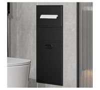 Nicho de Ducha Negro para Montaje en Pared - Estante Organizador Empotrado de Acero Inoxidable con Papelera para baño, Cocina y Almacenamiento en hoteles (30x65x14cm) - No Requiere Azulejos