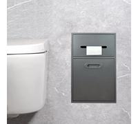 Nicho de Ducha Nicho de ducha empotrado de acero inoxidable con cubo de basura basculante - Portarrollos de papel higiénico de pared y estante de almacenamiento para baño, gris, 30 x 50 x 14 cm (gris