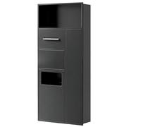 Nicho de inodoro de acero inoxidable 5 en 1, alcoba de ducha de pared integrada para cocina, sala de estar, hotel, oficina, estante de almacenamiento de cepillo de inodoro, estante de basura integrado