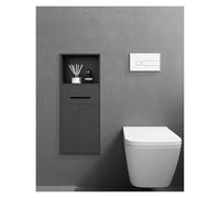 Nicho de pared empotrable 3 en 1 con cubo de basura y soporte para papel higiénico, estante de almacenamiento de baño de acero inoxidable, armario de alcobas que ahorra espacio