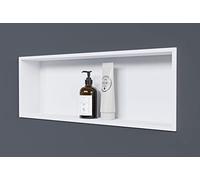 Nicho de Pared Fabricado en Acero Inoxidable NT206010X - Estante empotrable de 20 x 60 x 10 cm (An x Al x Pr), Estante de Ducha Flexible empotrable idealblanco