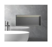 Nicho de Pared para baño, de Acero Inoxidable, con LED, para Ducha, Gran Capacidad, Impermeable, Organizador de Pared Empotrado para Almacenamiento, 92 x 32 x 12,5 cm