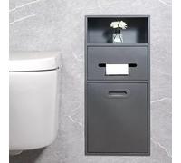 Nicho de Pared para baño, de Acero Inoxidable, para Ducha, con Soporte para Papel higiénico Empotrado y Estante de Almacenamiento con Cubo basculante, Bote de Basura, Organizador para el hogar