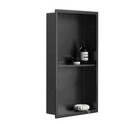Nicho de Pared para baño, nicho de Ducha Empotrado, estantes Dobles Cuadrados de Acero Inoxidable con división, no Necesita Azulejos, Estante de Almacenamiento de Pared para baño y Dormitorio,