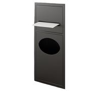 Nicho de soporte de papel higiénico empotrado para baño de acero inoxidable 304, en organizadores de pared y almacenamiento con soporte para papel, bote de basura y estante Black 20*13.5*52cm