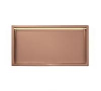 Nicho empotrado de acero inoxidable negro con LED, no necesita azulejos, estante de almacenamiento de ducha con acabado metálico, oro rosa, ideal para organización de baño
