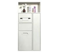 Nicho empotrado para soporte de papel higiénico, organizadores y almacenamiento de baño en la pared con estante, soporte para papel, ranura para cepillo de inodoro y bote de basura White 40*14*86cm