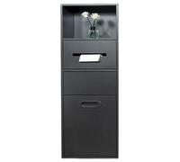 Nicho empotrado para soporte de papel higiénico, organizadores y almacenamiento de baño en la pared con estante, soporte para papel, ranura para cepillo de inodoro y bote de basura Black 30*14*88cm