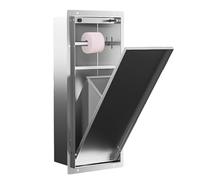 Nicho Oculto para Papel higiénico con Estante y Cubo de Basura, Acero Inoxidable 304, Mueble de baño Integrado, Requiere Panel (no Incluido), para reformas de Pared