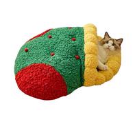 Nicho para gatos navideños, casa para perros de Navidad, casa para perros de Navidad para invierno | Cat Hideaway, cama de cortina de perro semicerrada con cojín extraíble para gatos pequeños